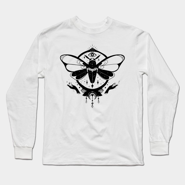 Magic Moon Moth Witch Art Long Sleeve T-Shirt by cellsdividing